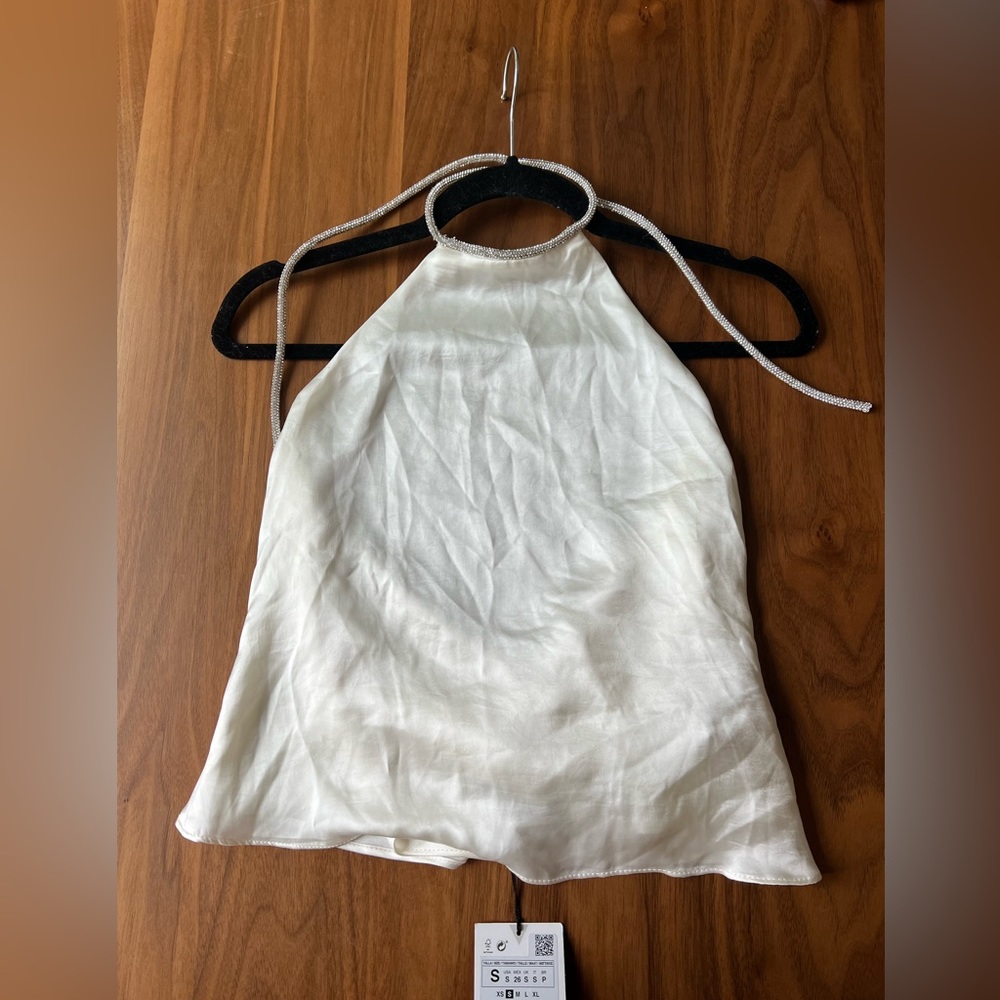 NWT - Zara Rhinestone Halter Top - Size Small